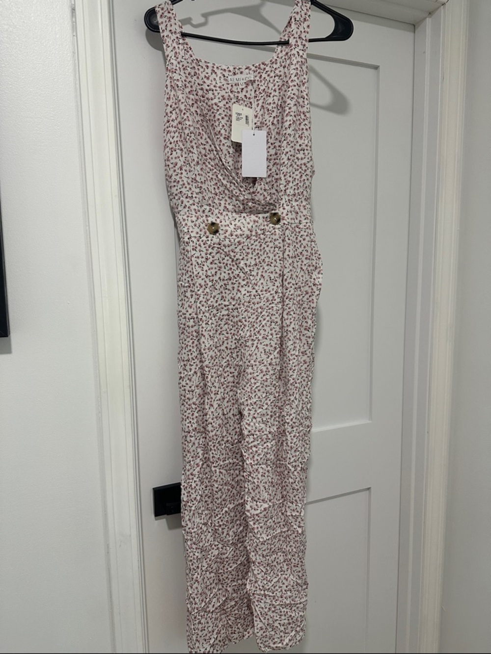 Sleeveless Floral Print Jumpsuit in Light Pink